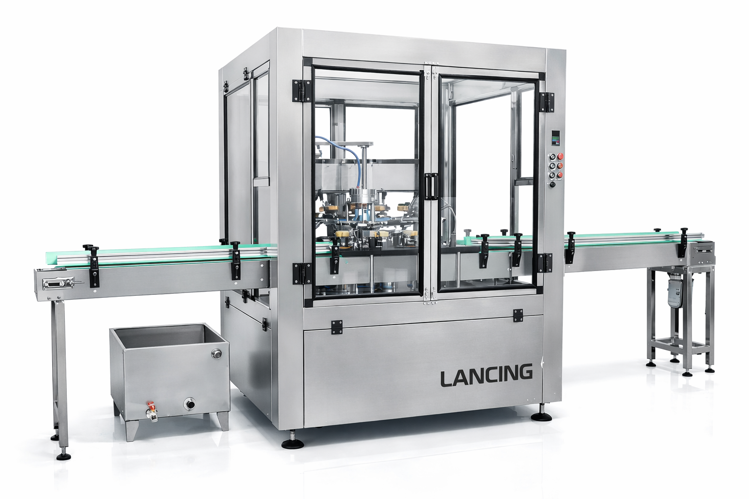 Automatic Bottle Washer with 12 Nozzles & Conveyor System