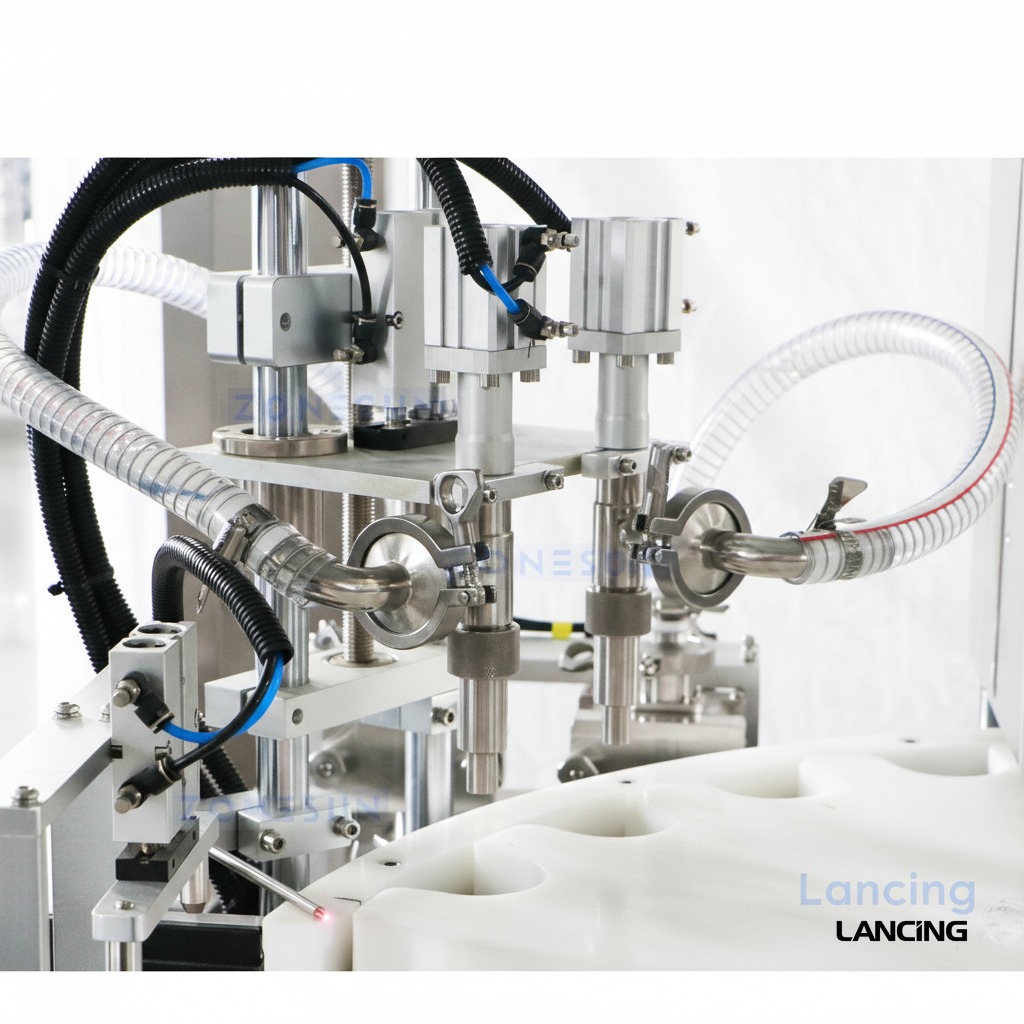 Automatic Cosmetic Paste Filling Aluminum Foil Sealing Capping Machine gallery 5