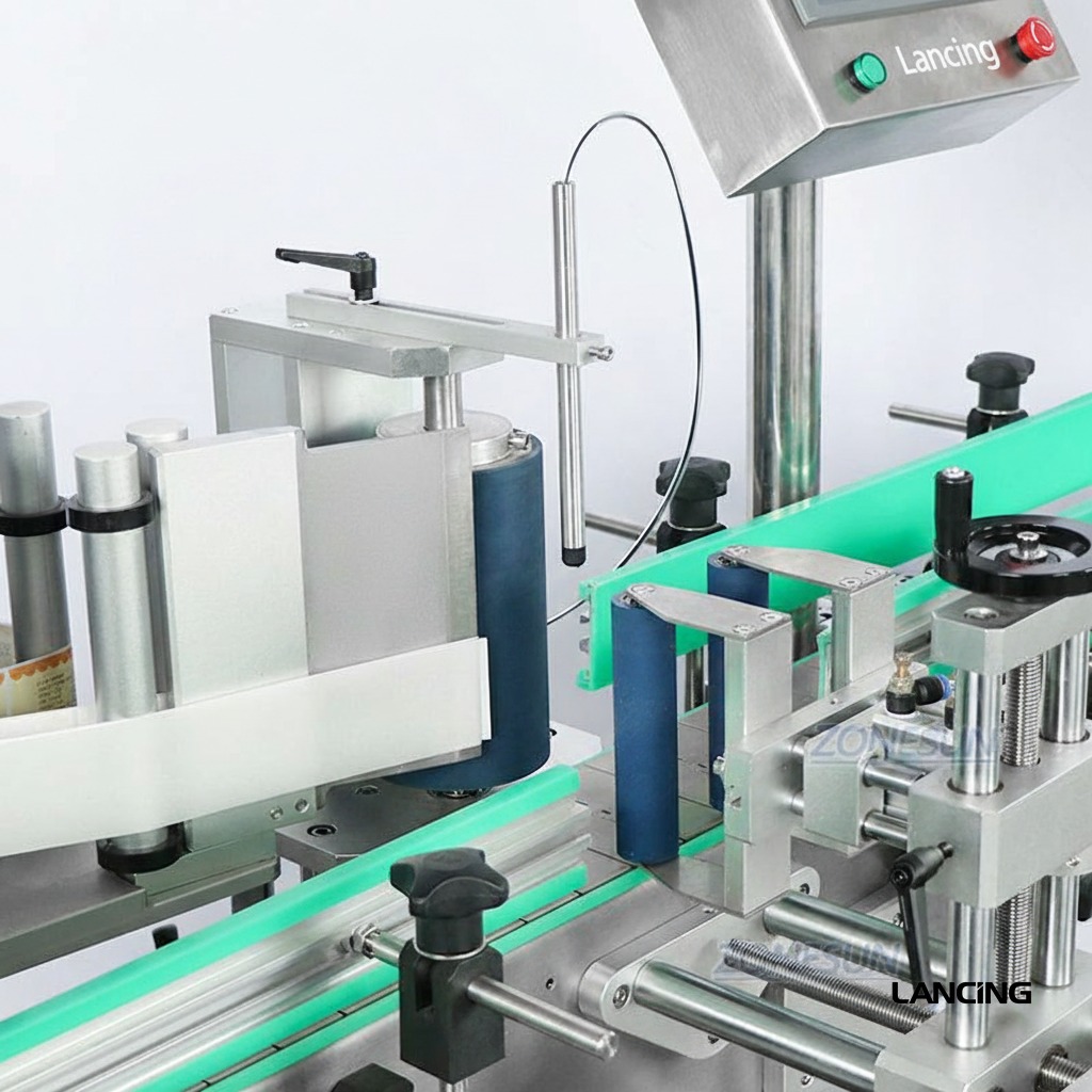 Dual-Function Flat Cap & Round Bottle Labeling Machine gallery 3