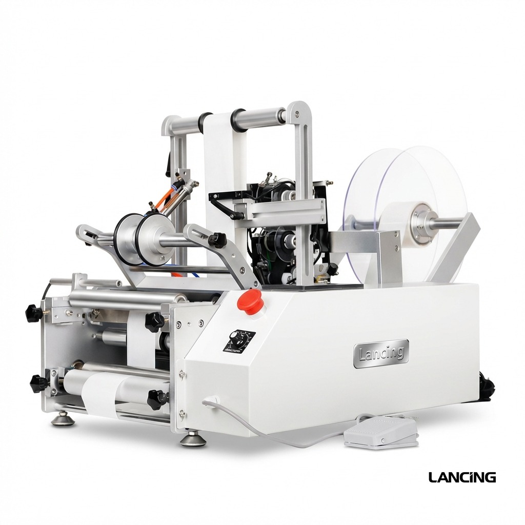 Semi-automatic Double Side Round Bottle Labeling Machine